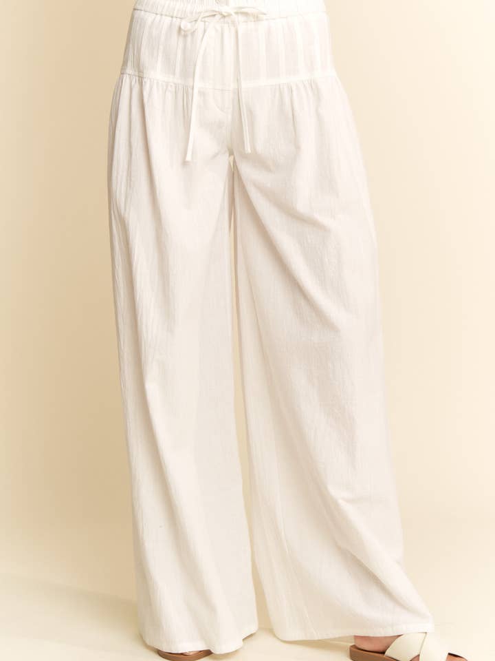 Hers & Mine - Wholesale Pants - Women's - PINTUCKED WAIST LINE LINEN PANTS
