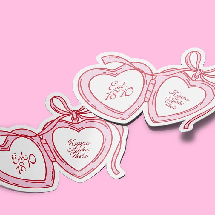 Kappa Alpha Theta Omega Sticker - Coquette Locket for wholesale by Aspen and Lark
