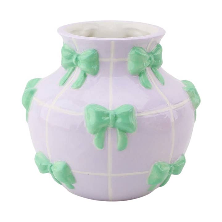 Vase - Flower Vase Ribbons - Lilac/Mint - 14,5x14,5x13cm for wholesale by Housevitamin bv