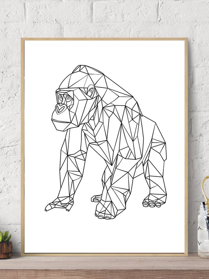 Geometrische Linien, Gorilla, Leinwand-Kunstdruck für den Großhandel von Arttique - Artistry Canvas Prints