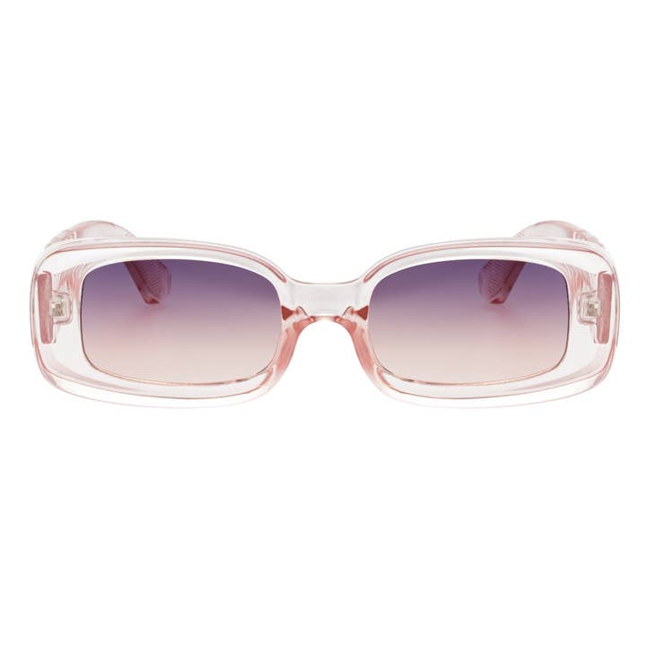 ASHER - Gafas de sol rectangulares de marco grueso pequeño de moda de los 90 en rosa claro y púrpura para venta al por mayor de Morspecs