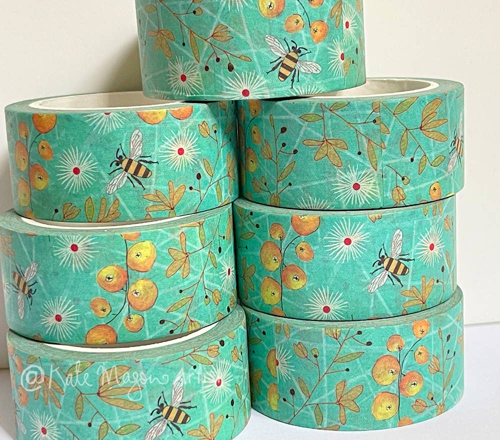 Kate Mason Artist - Wholesale Washi Tape - Bee Berries Aqua WASHI TAPE1