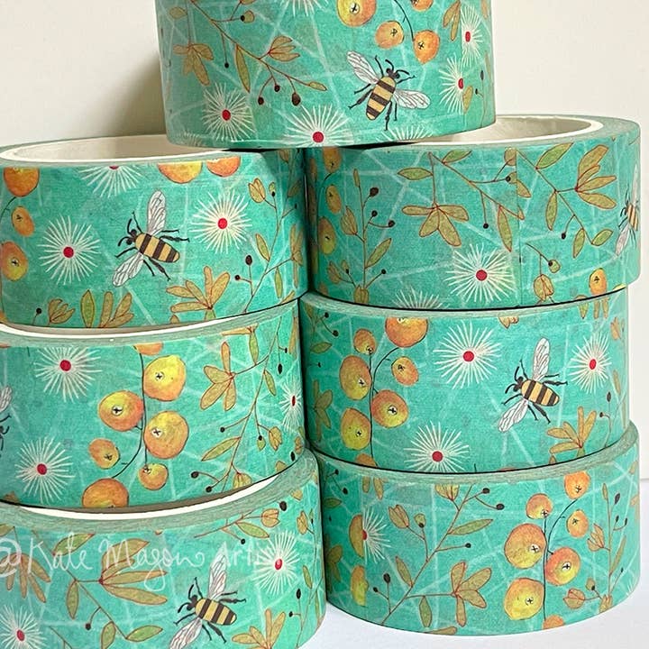 Kate Mason Artist - Wholesale Washi Tape - Bee Berries Aqua WASHI TAPE1