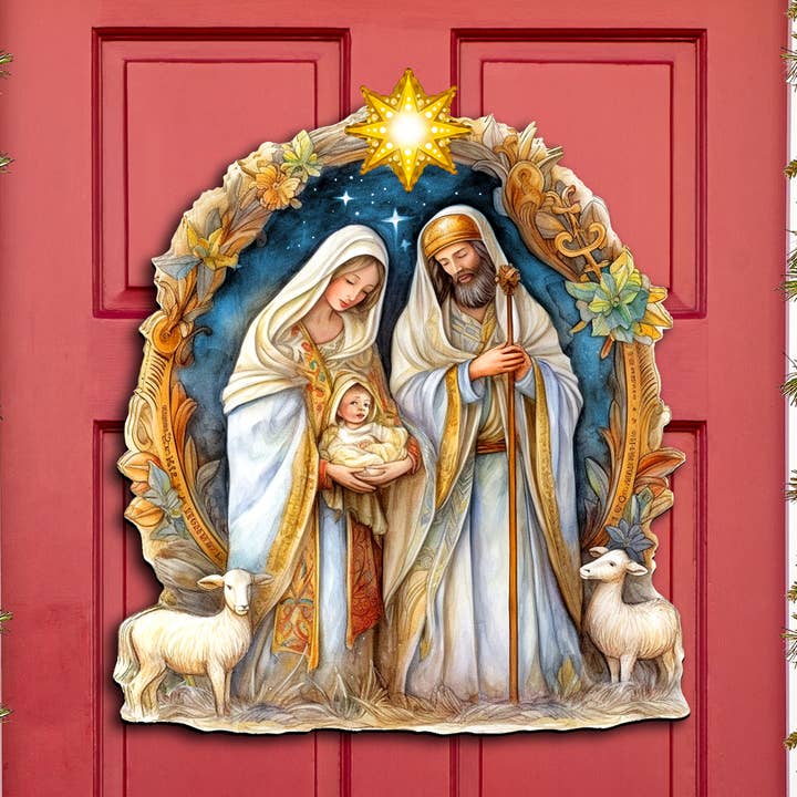 Nostalgico presepe decorativo per porte natalizie Debrekht per la vendita all'ingrosso da parte di Designocracy