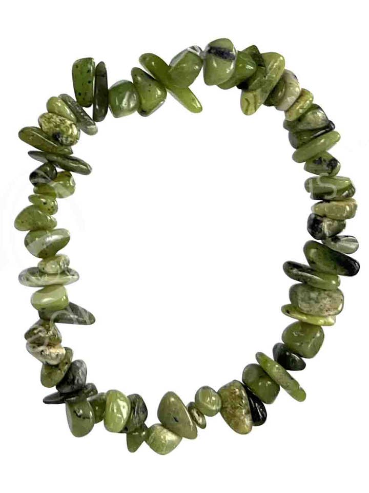 (PC)BRACELET - CHIPS JADE, NEPHRITE (5-10 MM) 7.25-7.5" for wholesale by Oceanic Linkways Inc