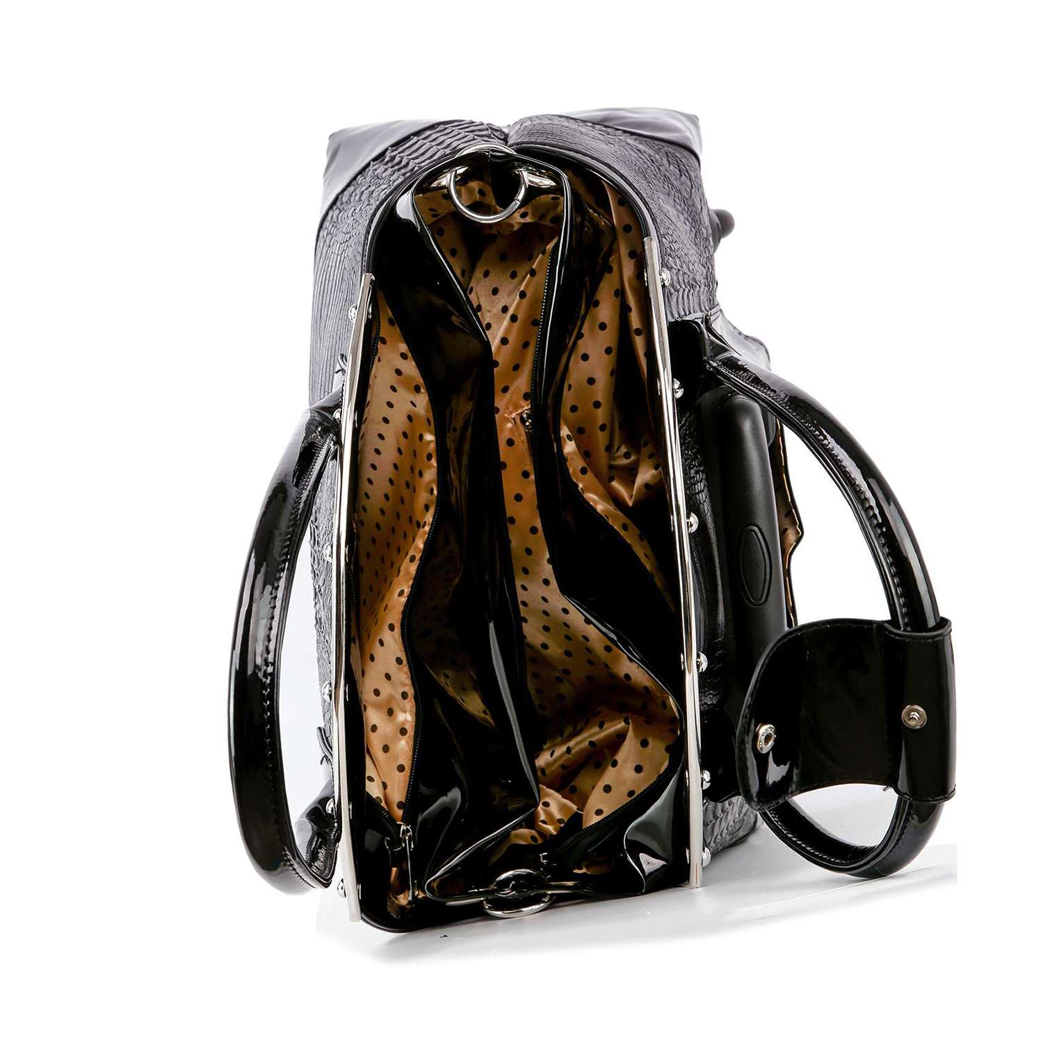 Black Wheeled Quilted Carry On Fashion Luggage for wholesale on Faire4