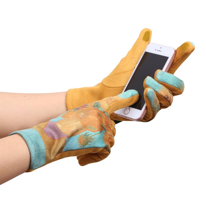 RainCaper - Venta al por mayor Guantes - Mujer - RainCaper Van Gogh Girasflowers - Guantes para pantalla táctil