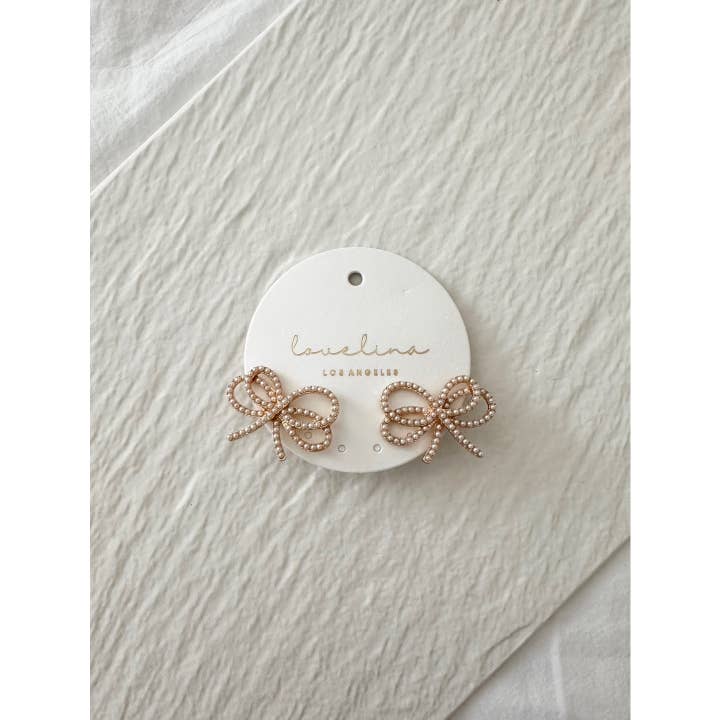 SET Pearl Mini Ribbon Earrings - E21 for wholesale on Faire