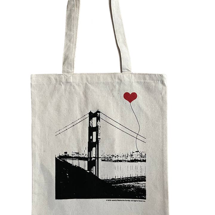 San Francisco Golden Gate Bridge Cotton Canvas Tote Bag for wholesale by noteify
