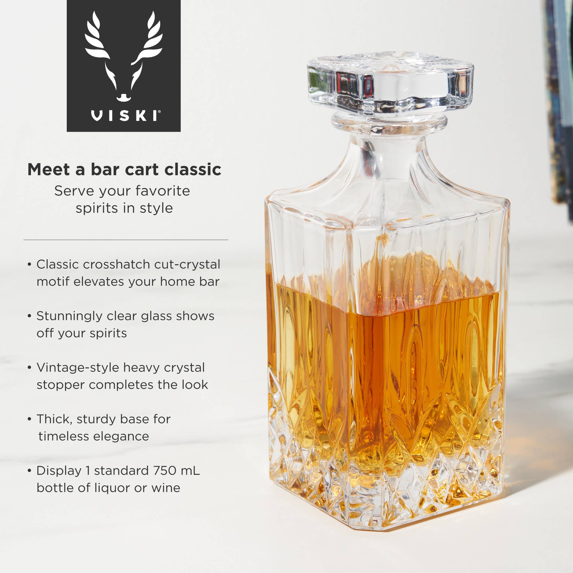 Viski - Wholesale Decanter - Admiral™ Crystal Whiskey Decanter and Tumblers Set of 36