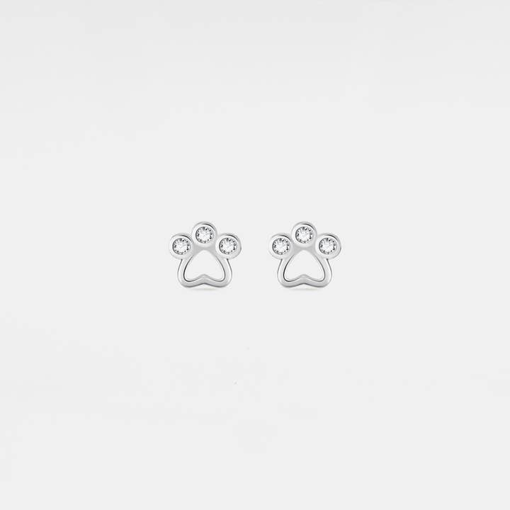 Perimade & Co. LLC - Wholesale Stud/Post Earrings - Dainty Gold Pet Dog Paw Stud Earrings in 925 Sterling Silver2
