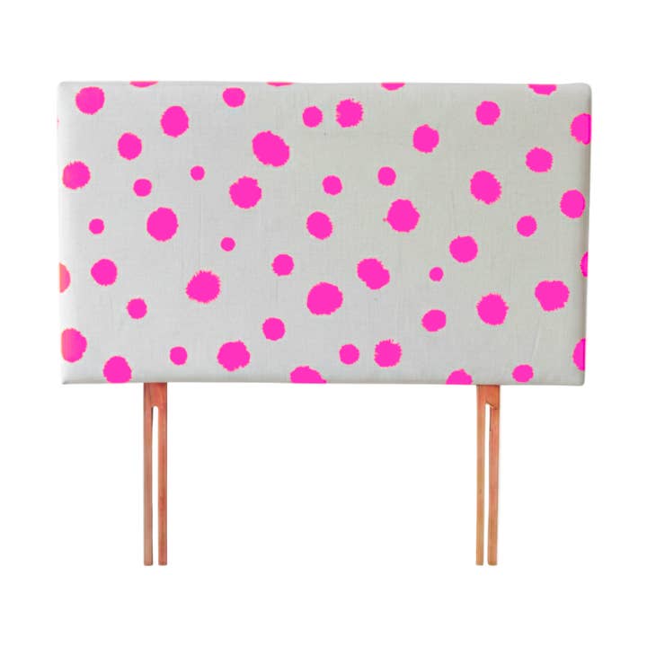 Hand-painted Upholstered Linen Headboard in Polka Dot print King size for wholesale by thestudioUP