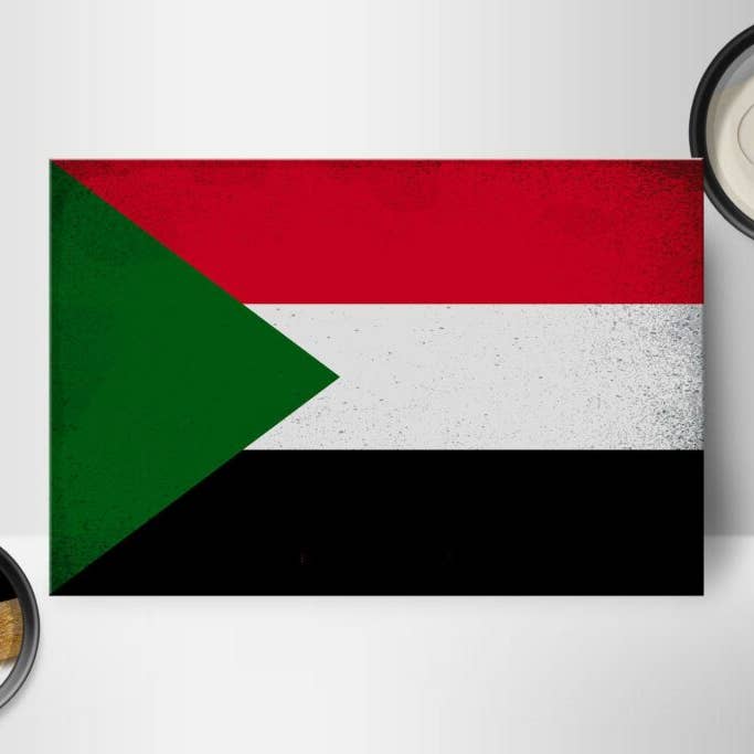 Femer – wholesale Sign – Wooden sign, flag of Sudan, 18 x 12 cm, vintage decorative sign1