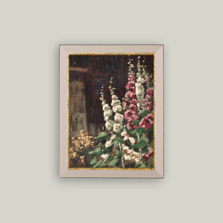 Petal Lane Home - Wholesale Wall Art Set - Hollyhock Field Framed Antique Art