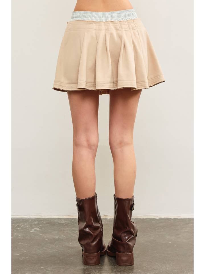 Mustard Seed - Wholesale Skort - Women's - STRIPE WAIST BAND PLEATED SKORT3