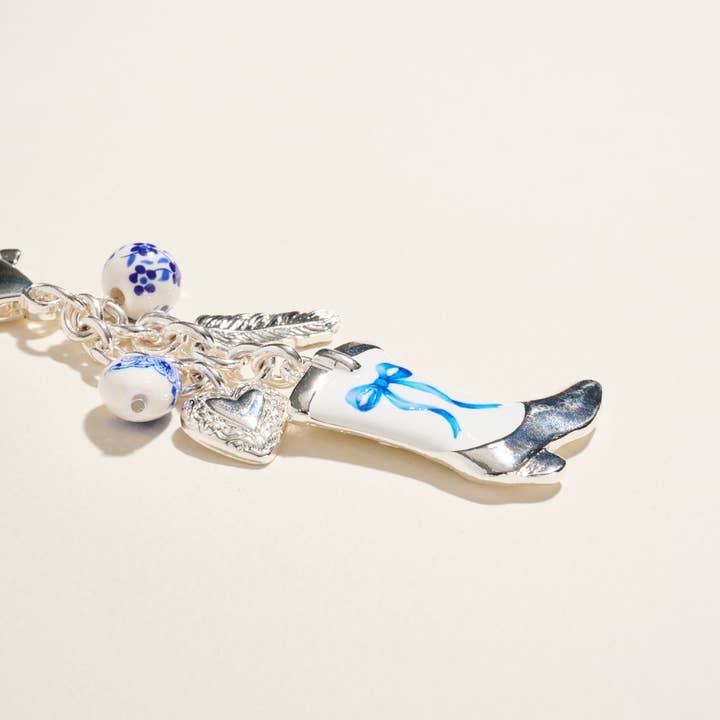 Designature New York - Wholesale Keychain – Women's - Floral Ceramic Bead Western Bag Charm Keychain2