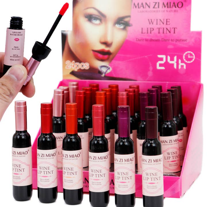 Cap Zone - Wholesale Lip Gloss - Wine Matte Waterproof Novelty Lip Gloss Souvenir - 24 pcs