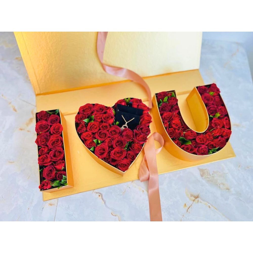 UNIKPACKAGING – Caixa de presente por atacado – Caixa de Flores e Presentes "Amo-te" – com Forro de Plástico8