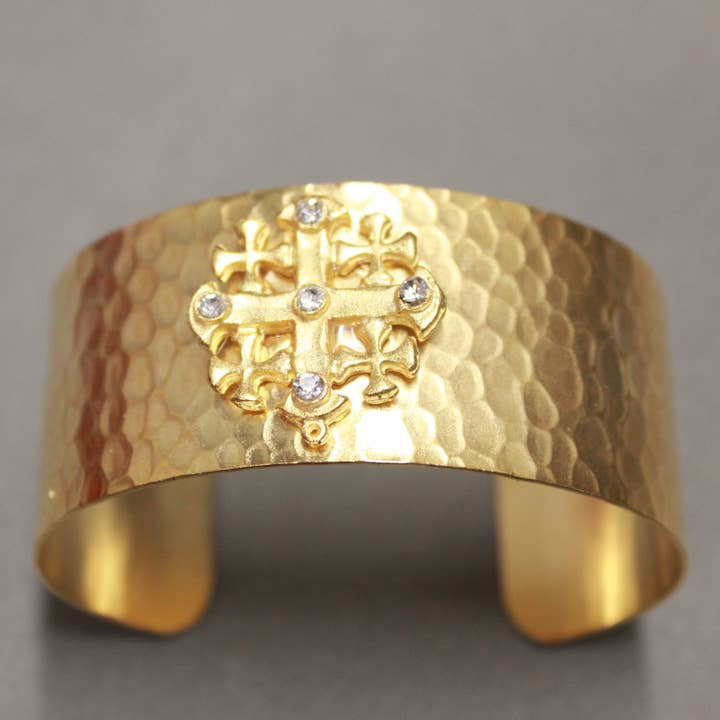 Weisinger Designs - Wholesale Cuff Bracelet - BR120CZ Jersulem Cross Cuff