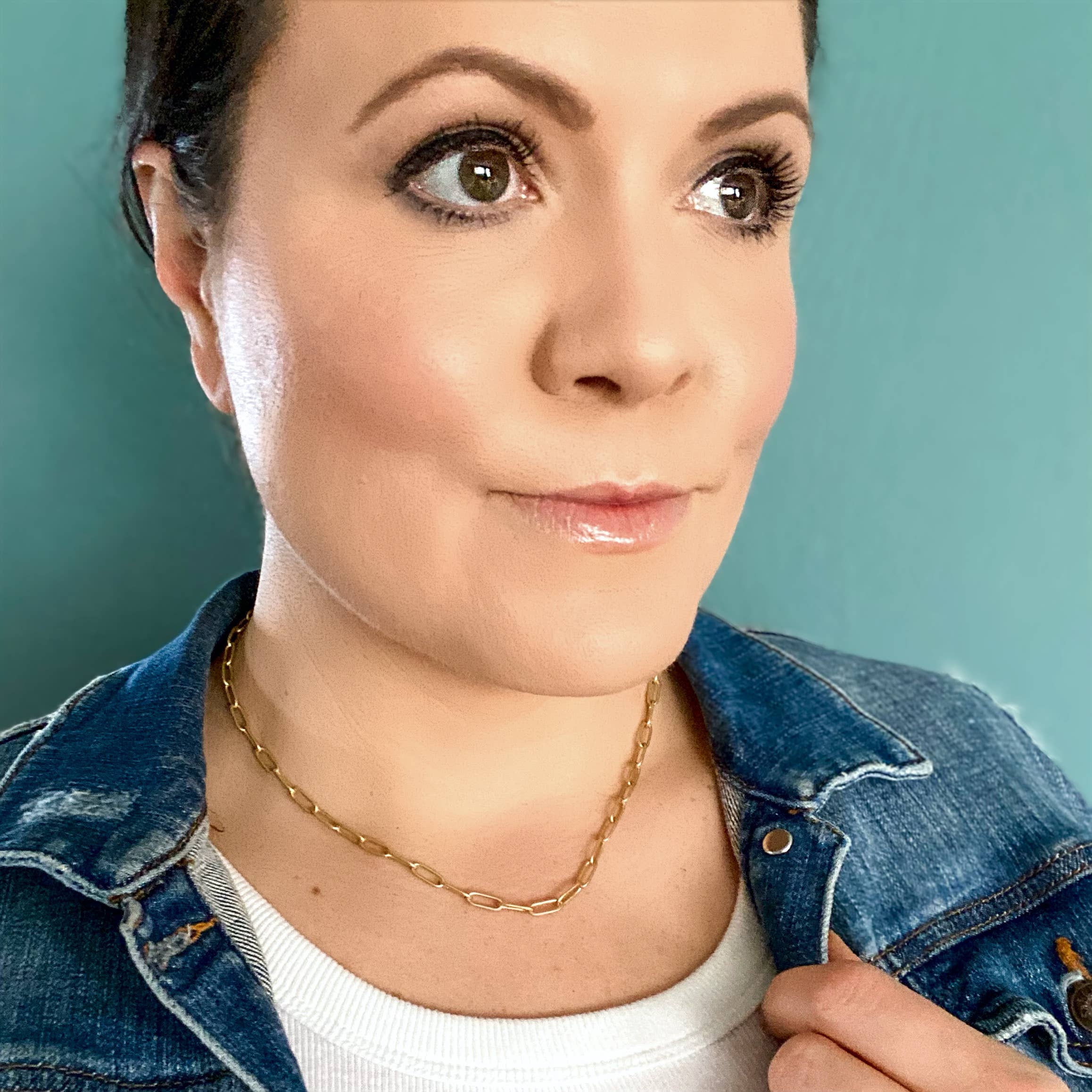 Light Shine - Wholesale Link & Chain Necklace - Paperclip Layering Necklace | Gold Plated Disc, Dainty Chain11