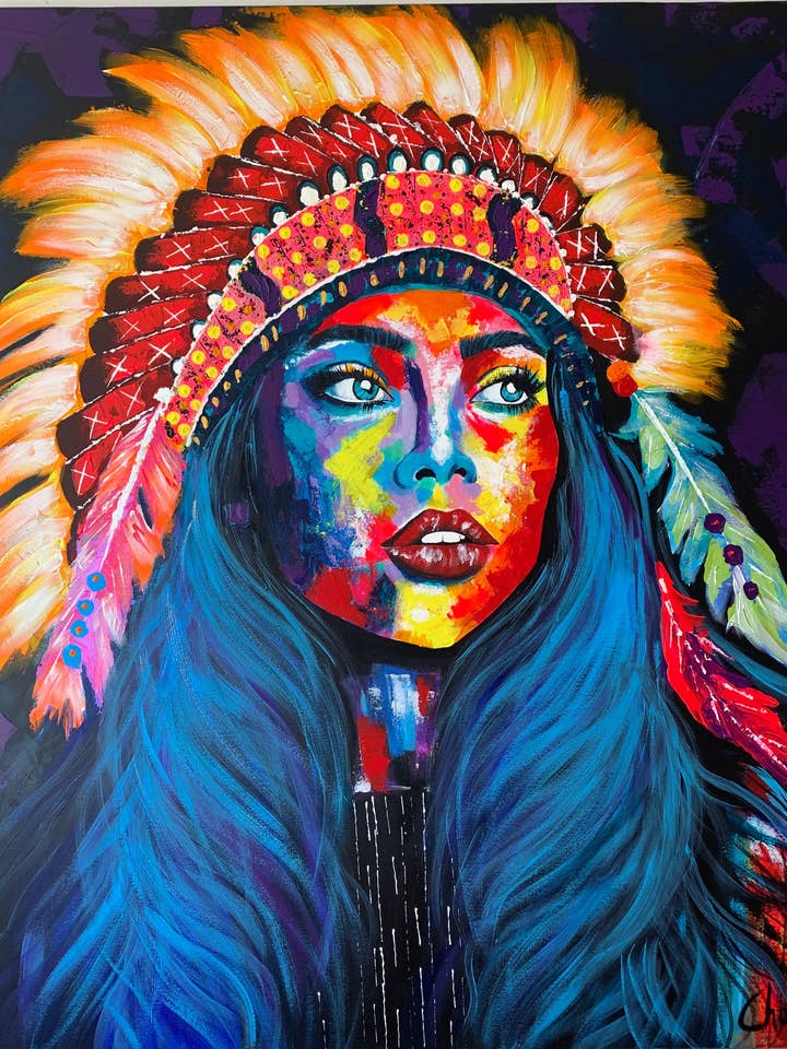 Reproduction d'art « Native Girl » pour la vente par Chaya De Silva Art