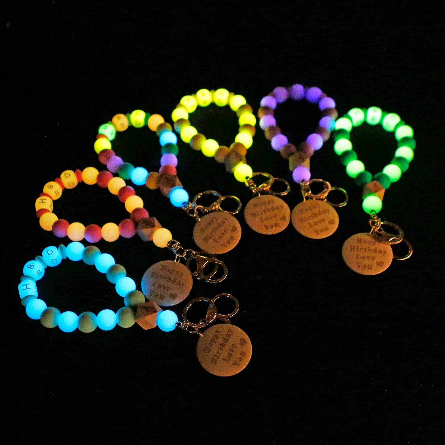 Sparkle Being - Wholesale Keychain Bracelet - Silicone Beaded Wristlet - Glitter Bangle Keychain7