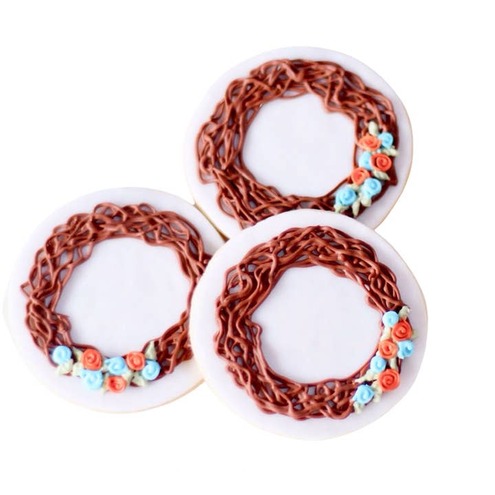 Vine Wreath Cookies for wholesale by Sweet Sanctions LLC