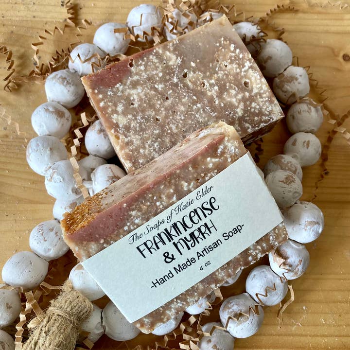 Zeep van wierook en mirre, 4-4,5 oz koudproceszeep voor wholesale door The Soaps of Katie Elder