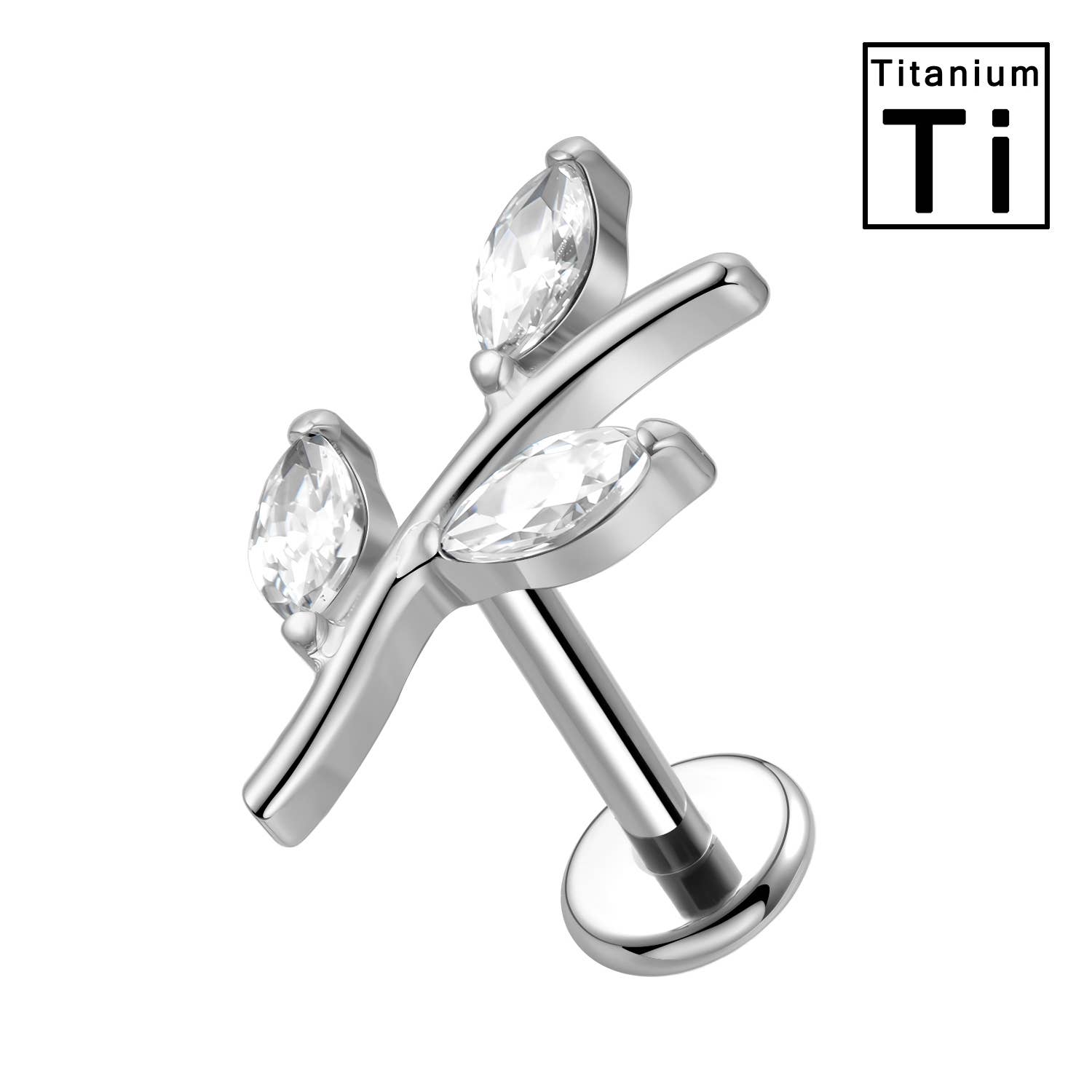 Awaken – Brinco único por atacado – Piercing Labret em Titânio com Cristais em Forma de Galho3