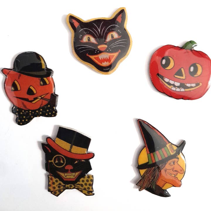 SUPERAWWWSOME - Wholesale Magnet - Vintage Halloween Magnet Retro Black Cat Witch Favor Pumpkin4