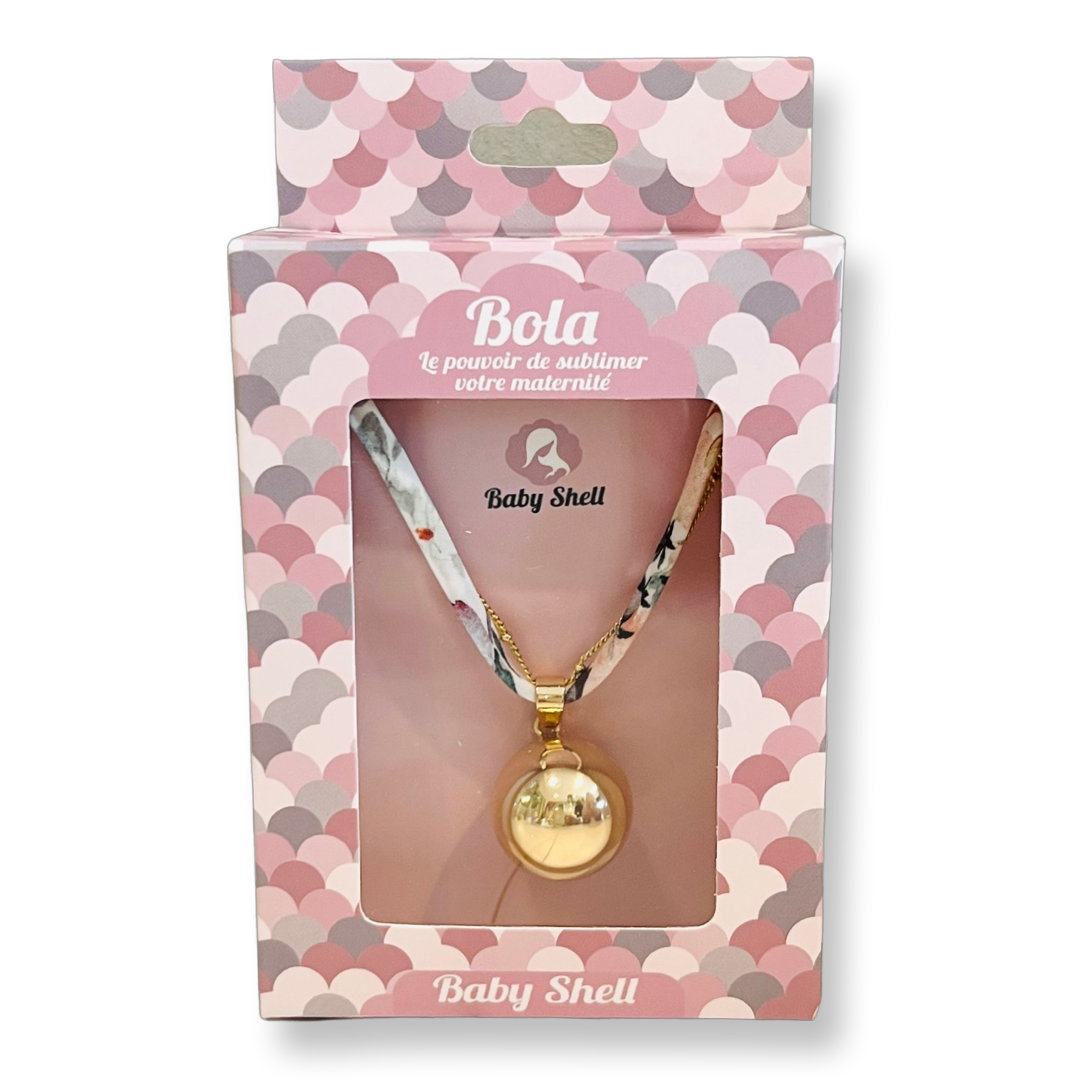 Baby Shell - Wholesale Pendant/Charm Necklace - PREGNANCY BALL - gold plated + lithiotherapy pearl4