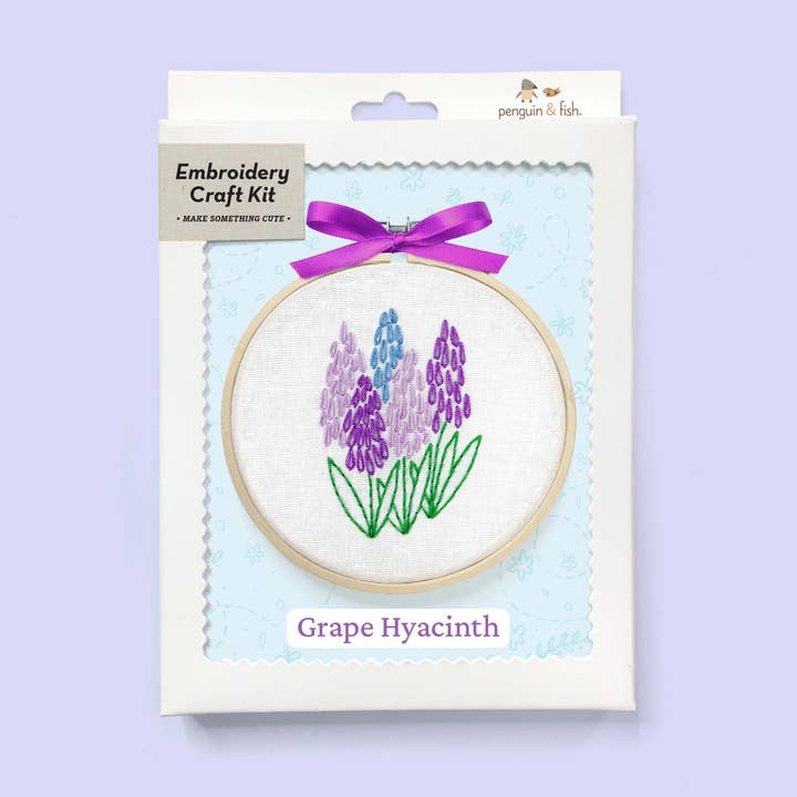 Penguin & Fish – Material para bordar/ponto de cruz por atacado – Kit de bordado Grape Hyacinth 4"2