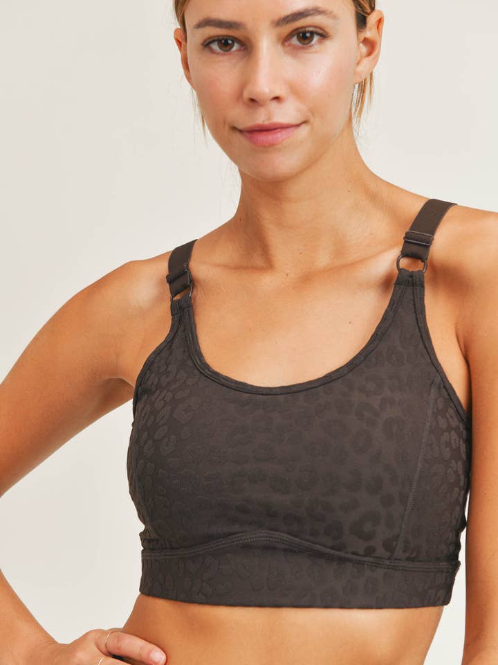 Mono B - Wholesale Sports Bra - Women's - Leopard Jacquard TACTEL® Peekaboo Back Sports Bra
