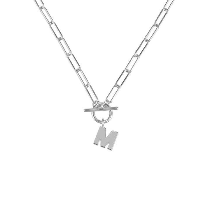 Natalie Wood Designs - Wholesale Pendant/Charm Necklace - Toggle Initial Necklace Pre-Pack, Silver14