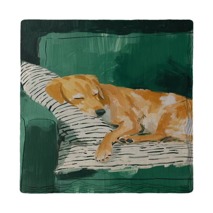 Sieste de Chien Vert Profond | Dessous de Verre en Céramique pour la vente par Mill Wood Art