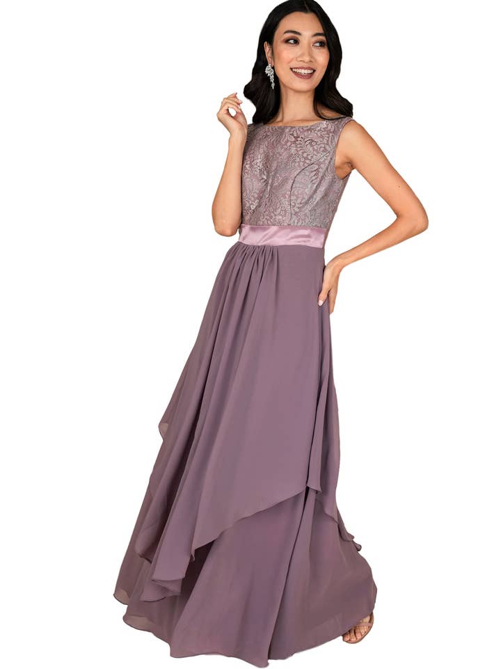 Chiffon Double Layers Gown for wholesale by FARAH NAZ New York