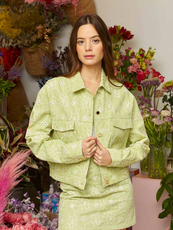 Chaqueta de denim bordada para venta al por mayor de ELLI WHITE