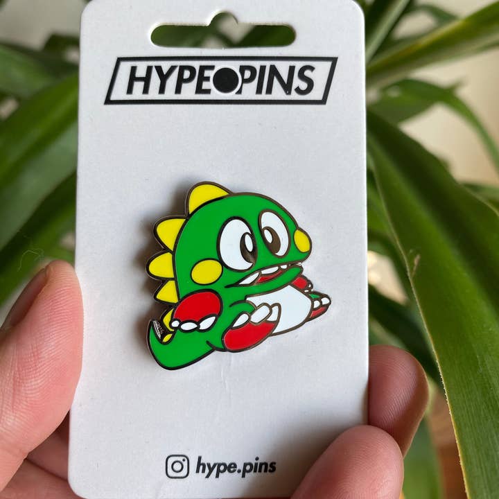 Hype Pins - Wholesale Lapel Pin/Button - Cute Bubble Bobble Dino Hard Enamel Pin