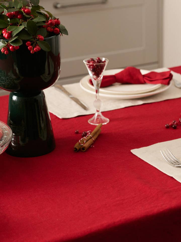 Cranberry Linen Tablecloth for wholesale by Sauths