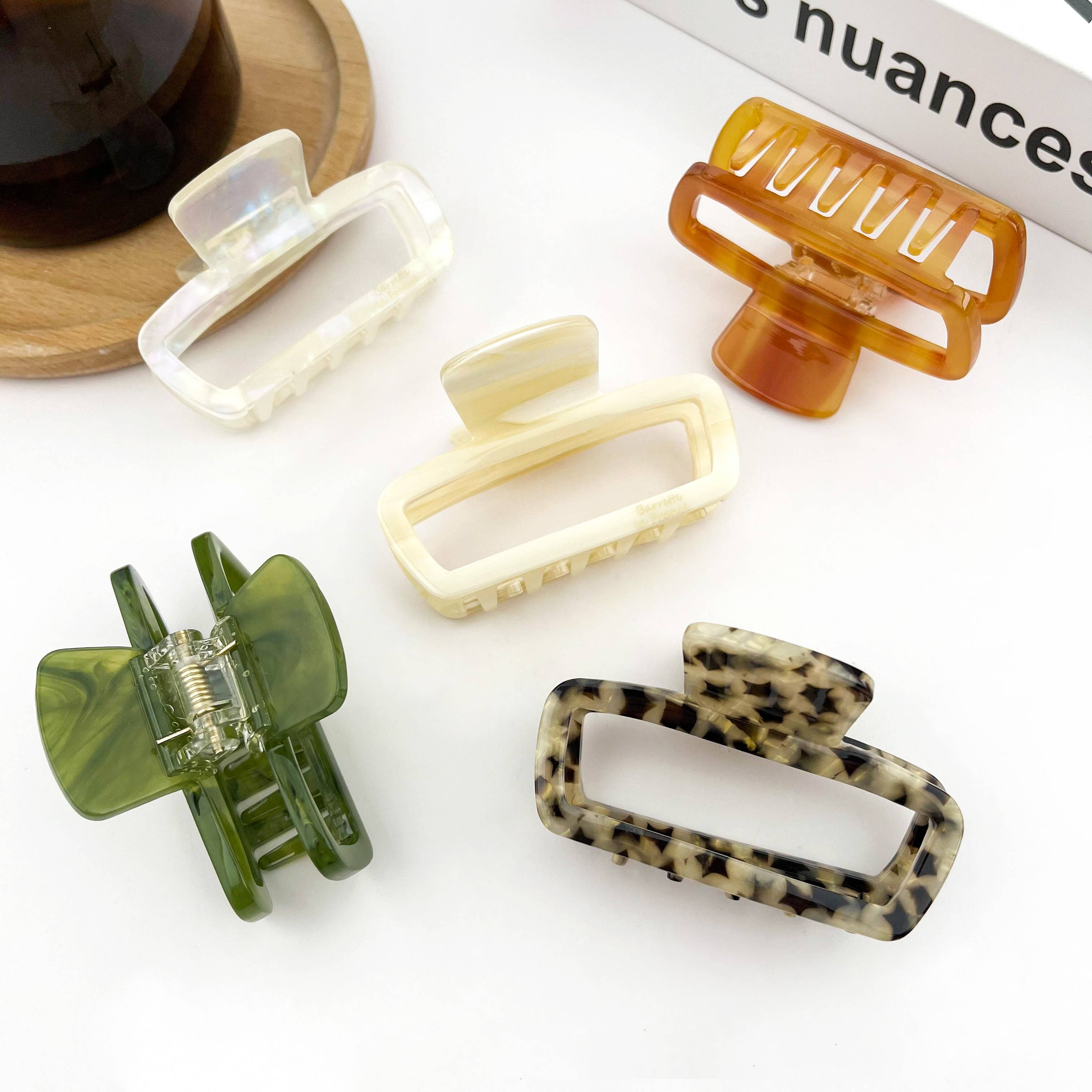 TheDivaSoap - Wholesale Hair Clip - Women's - Classic Rectangle Hollow Claw Clip, Acetate Square Hair Clip10