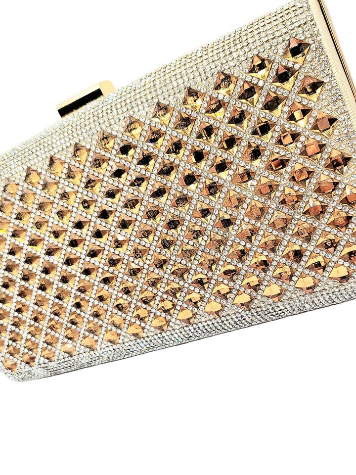 Bolso de mano tipo clutch de cristal con efecto espejo para venta al por mayor de Arya Jewellery Wholesale