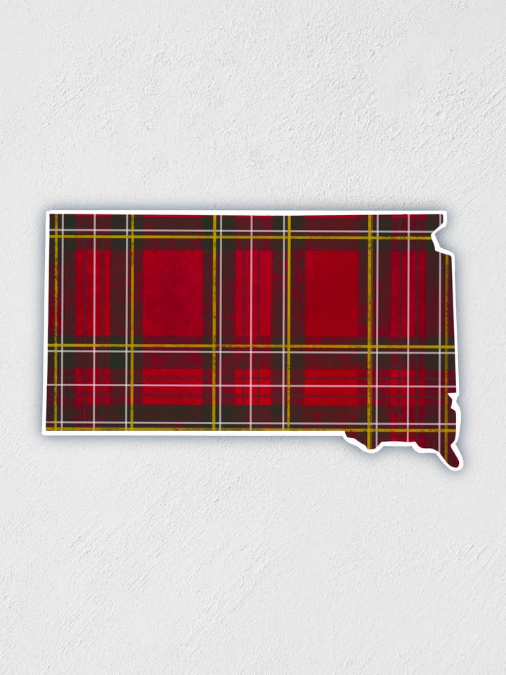 South Dakota Scottish Plaid Sticker | Waterproof | SD State for wholesale by Little Rocks Design