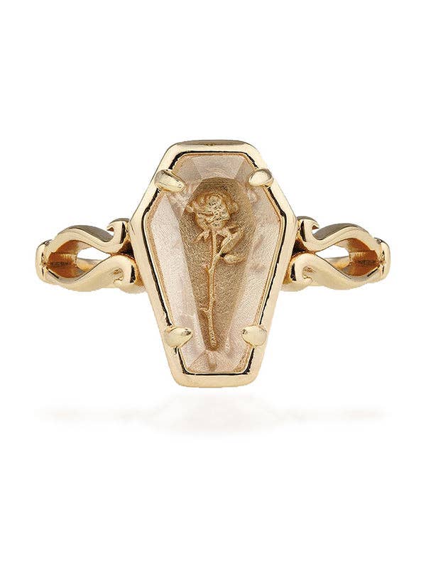 Tourtiwi - Wholesale Cocktail/Statement Ring - Gothic Open Rose Coffin Ring0