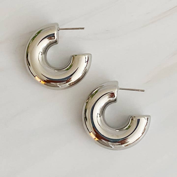 Ellison+Young - Wholesale Hoop Earrings - Polished Hollow Daily Hoop Earrings