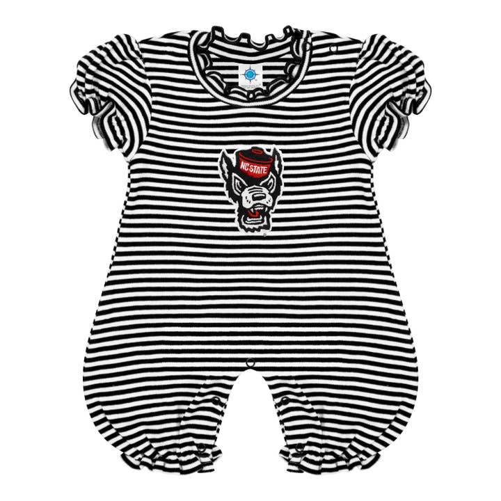 Creative Knitwear - Wholesale Jumpsuit - Baby - NC State Wolfpack Infant Striped Puff Sleeve Romper4