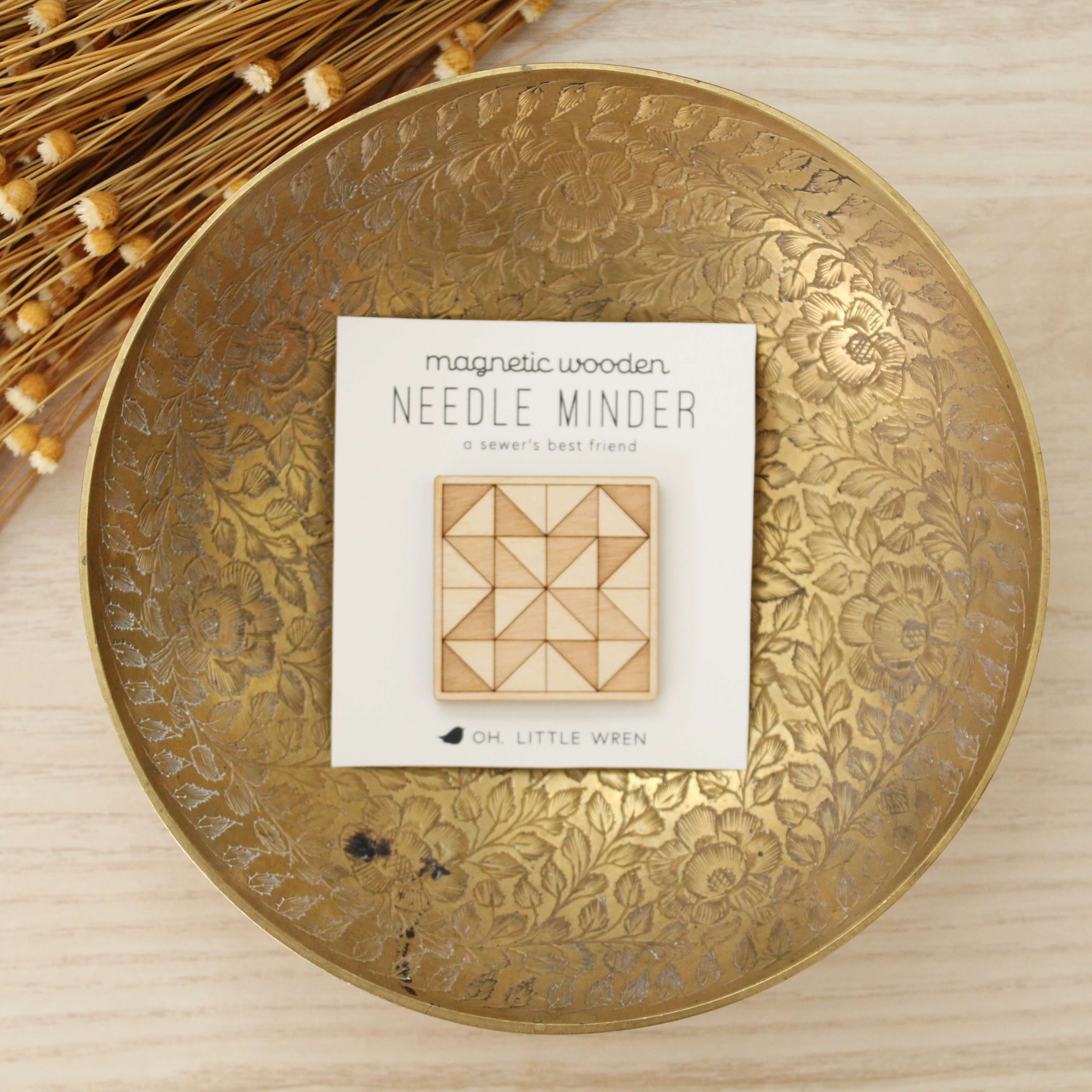 oh, little wren - Wholesale Embroidery/Cross Stitch Supplies - Wood Needle Minder, Quilt Block Themed Quilter's Gift2