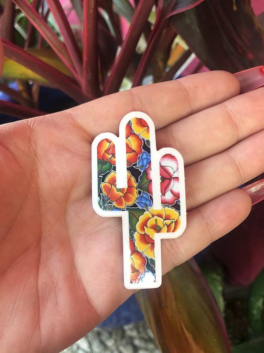 Black Oil Cloth Cactus Sticker | Nopal Sticker | Water Resistant Sticker | Vinyl for wholesale by Very That