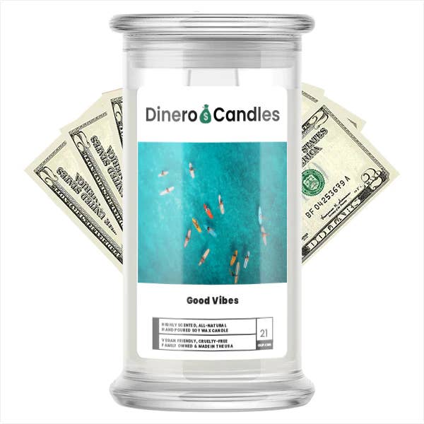 Good Vibes - Candele Dinero per la vendita all'ingrosso da parte di JewelryCandles.com