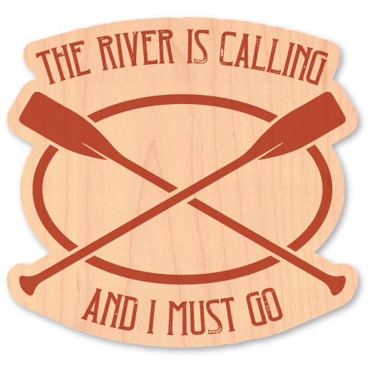 Mini autocollant en bois - The River is Calling and I Must Go 01 pour la vente par Morris Magnets