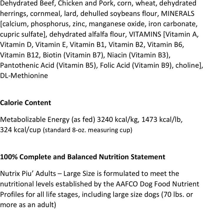 Nutrix Più - Italian Pet Food - Vente Nourriture – chien - Nutrix Piu' Adultes - Grande taille1